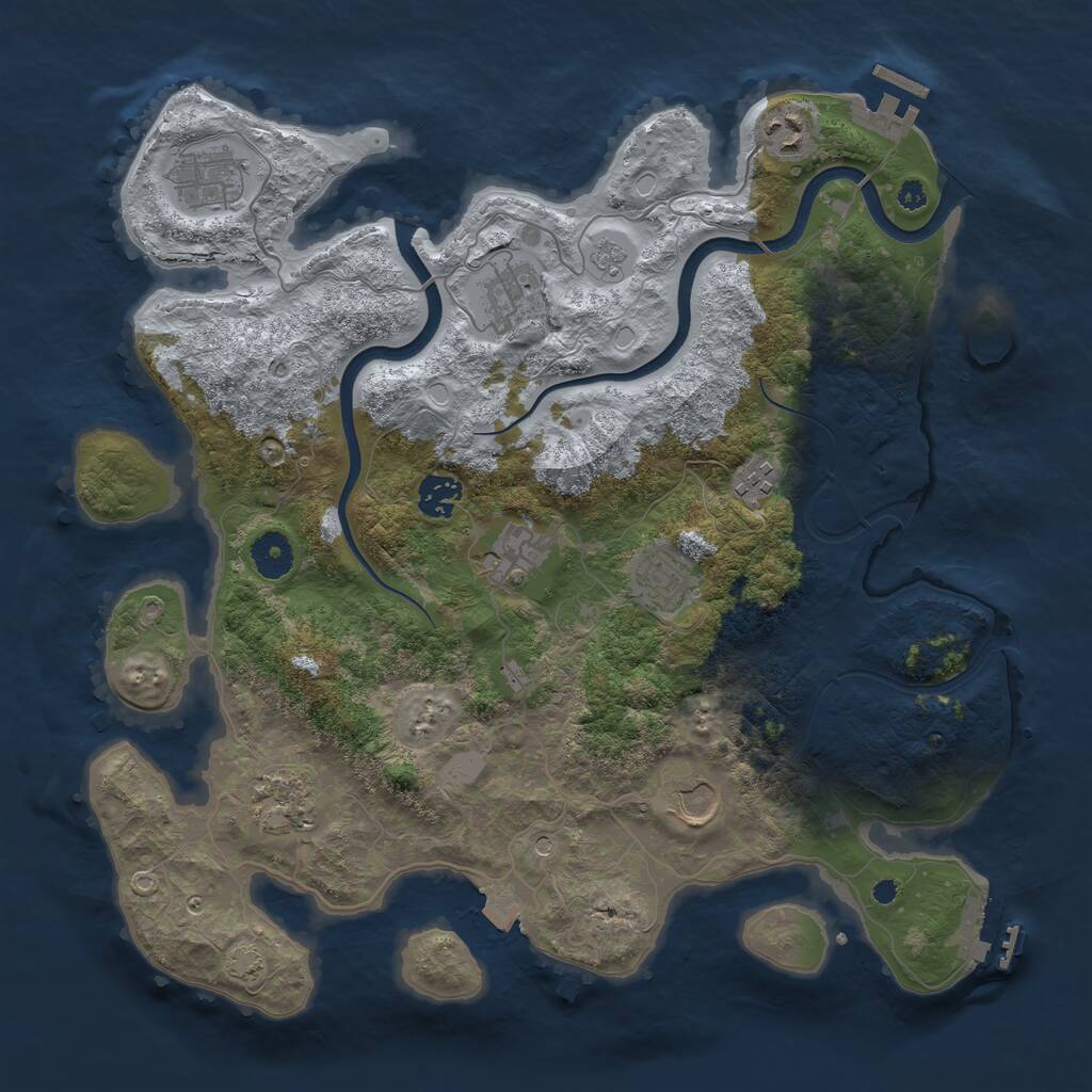 Rust Map: Procedural Map, Size: 3750, Seed: 1654814, 15 Monuments