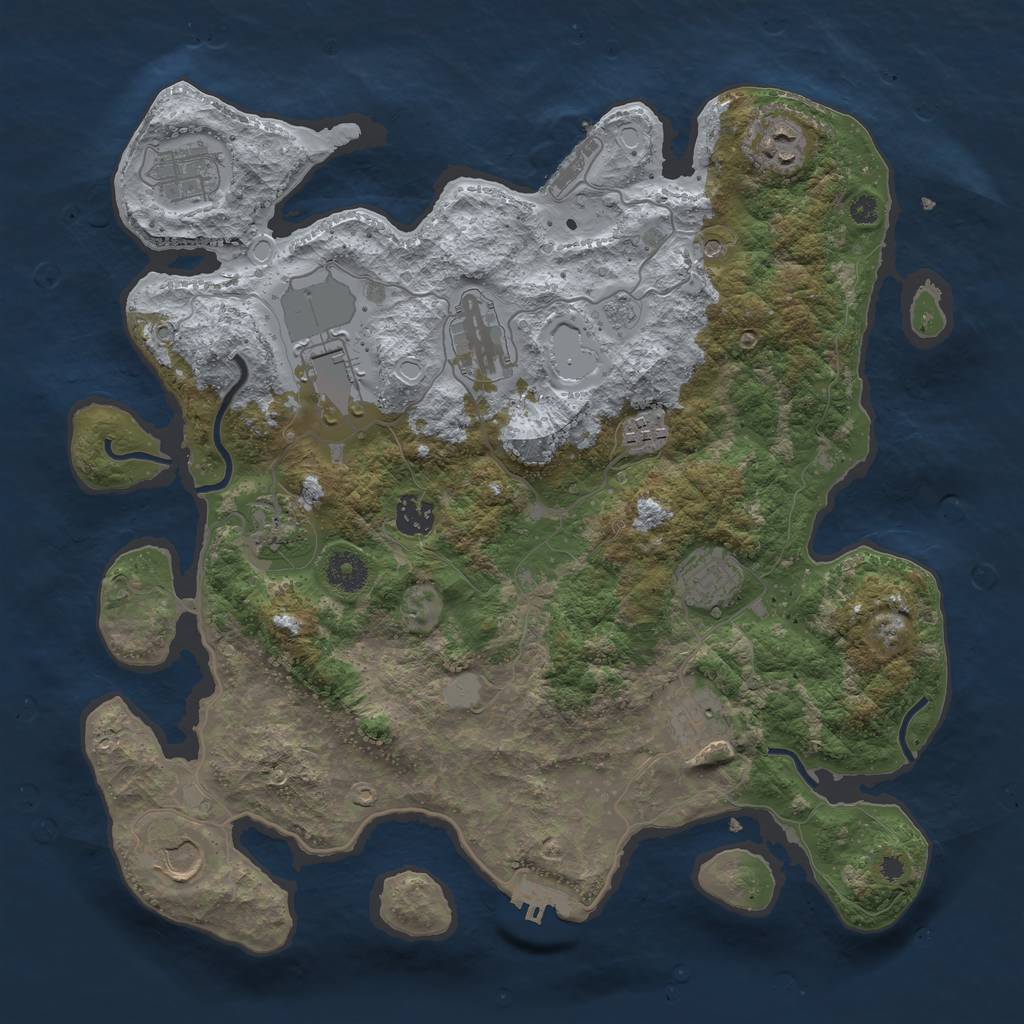 Rust Map: Procedural Map, Size: 3750, Seed: 1654814, 19 Monuments