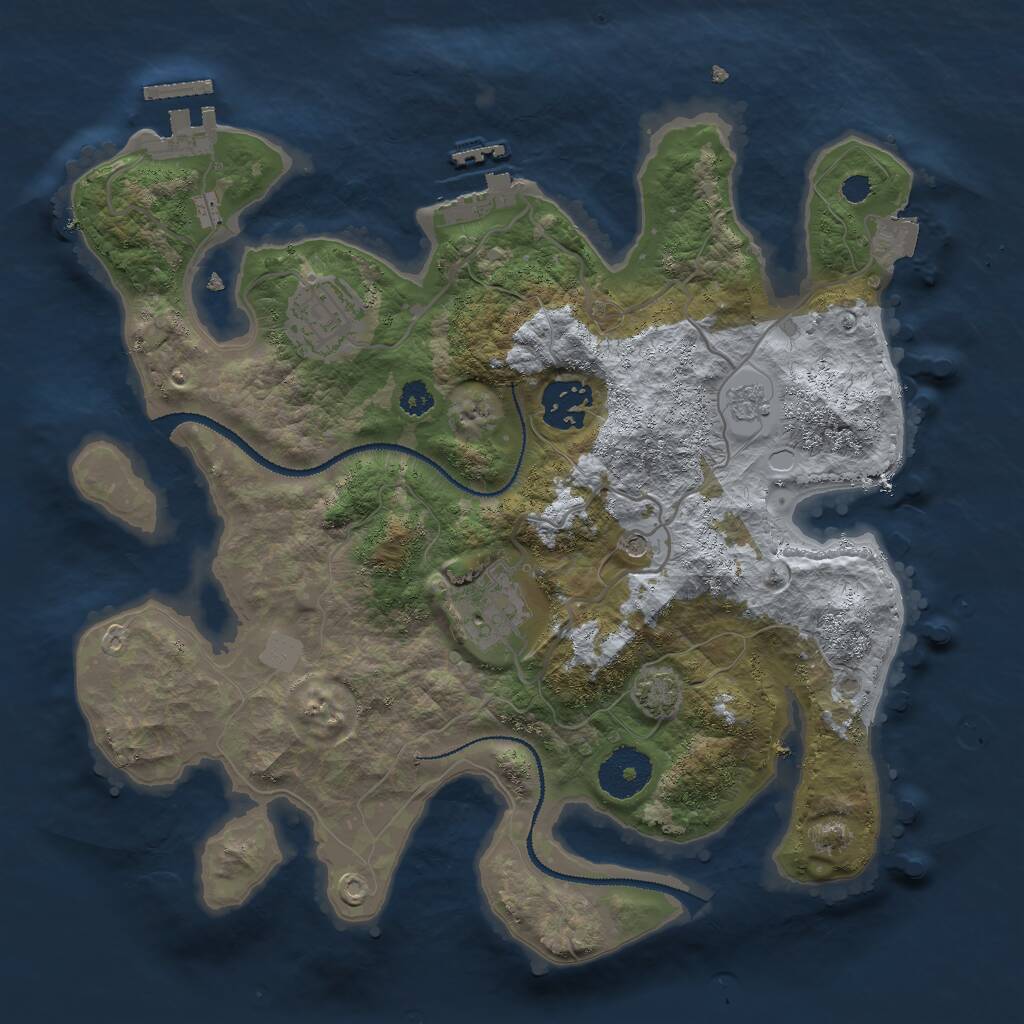 Rust Map: Procedural Map, Size: 3000, Seed: 283918775, 9 Monuments