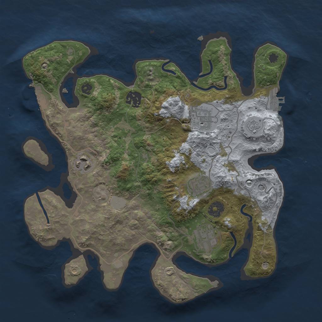 Rust Map: Procedural Map, Size: 3000, Seed: 283918775, 14 Monuments