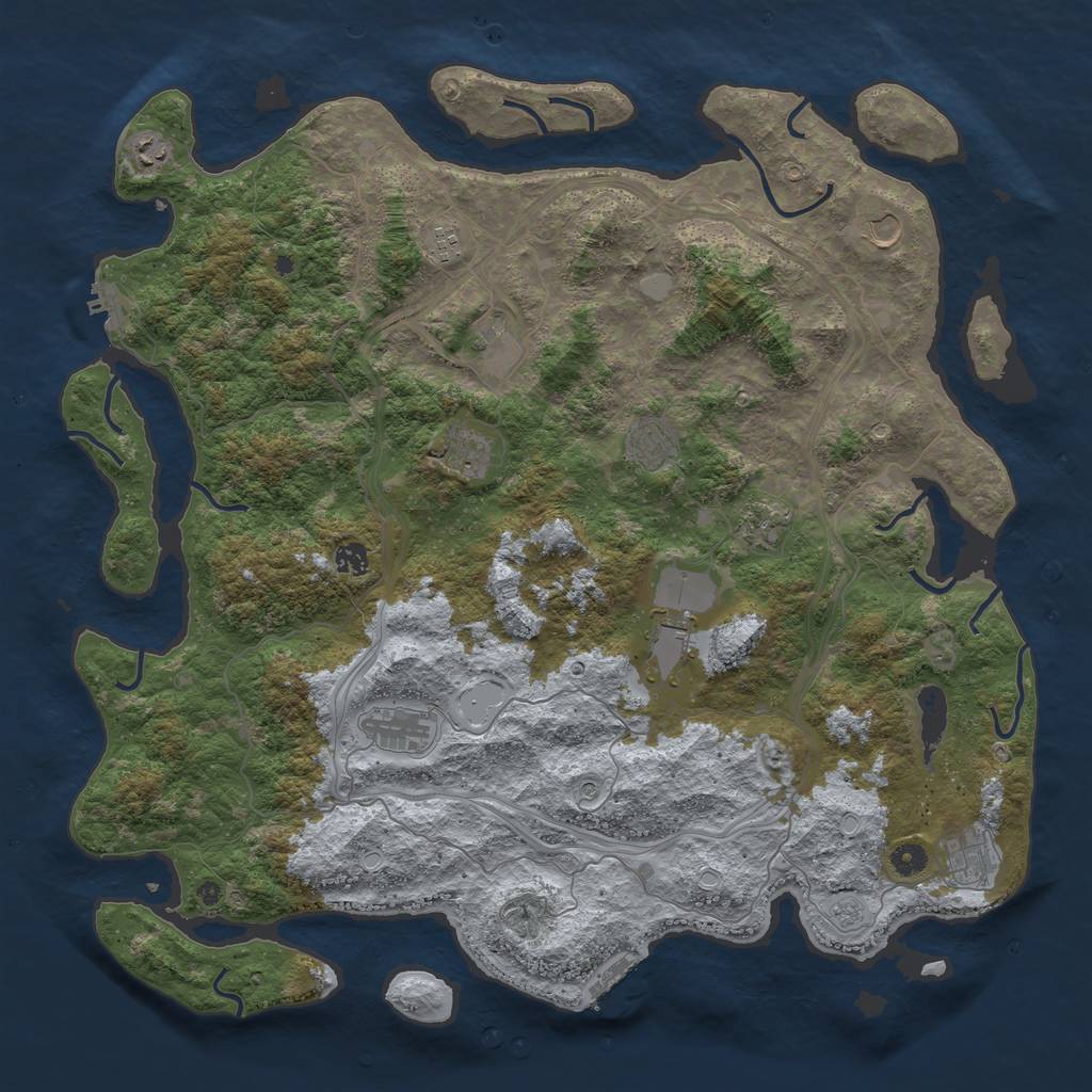 Rust Map: Procedural Map, Size: 4800, Seed: 1355694845, 20 Monuments