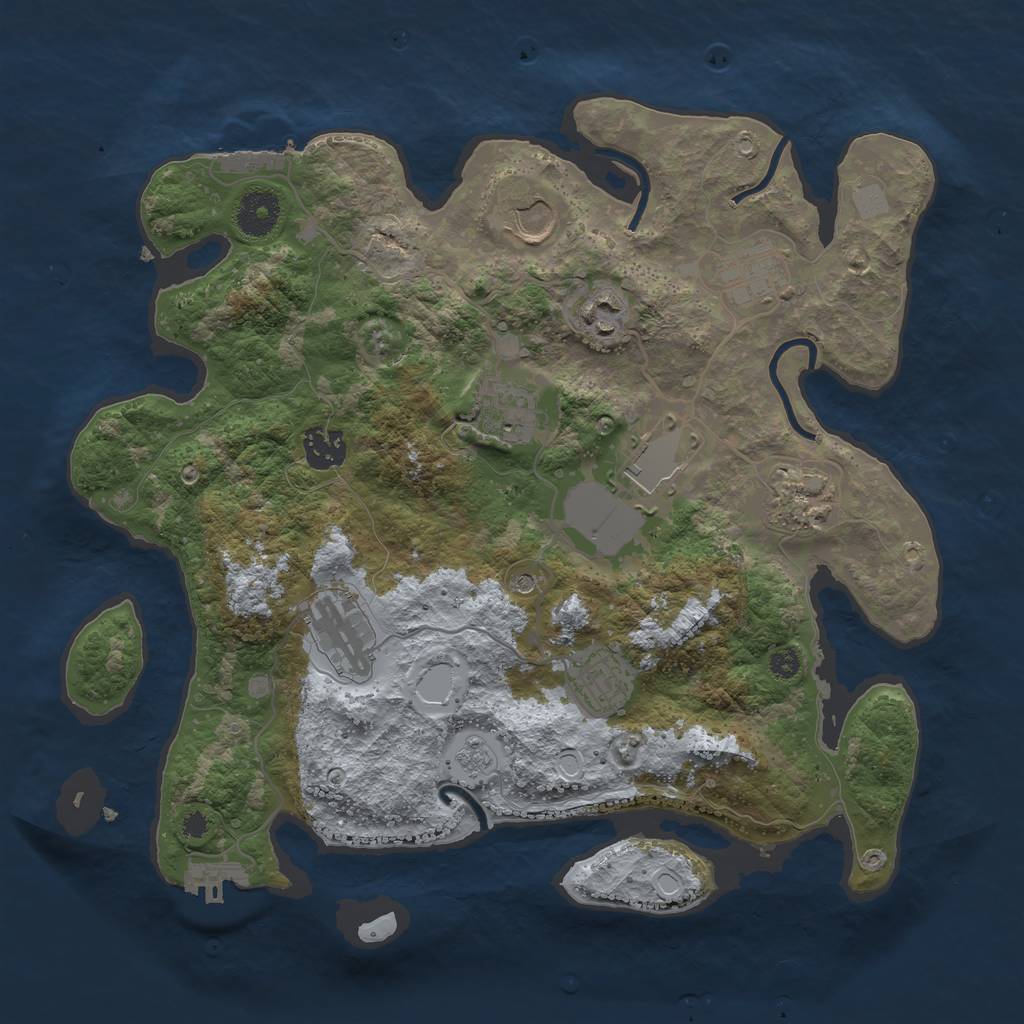 Rust Map: Procedural Map, Size: 3500, Seed: 190021004, 18 Monuments