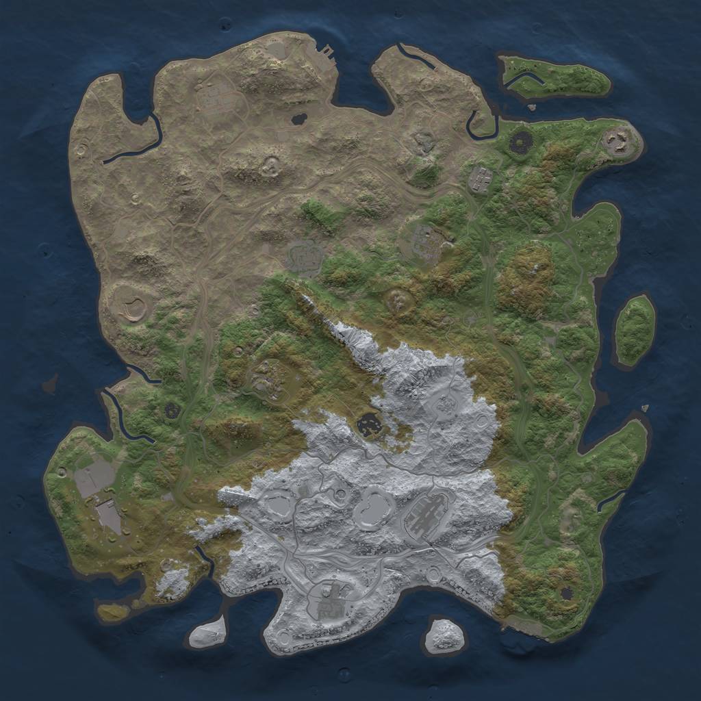 Rust Map: Procedural Map, Size: 4500, Seed: 68542718, 20 Monuments