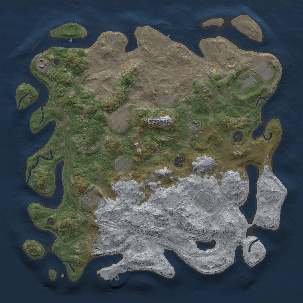 Rust Map: Procedural Map, Size: 4250, Seed: 1374339396, 20 Monuments