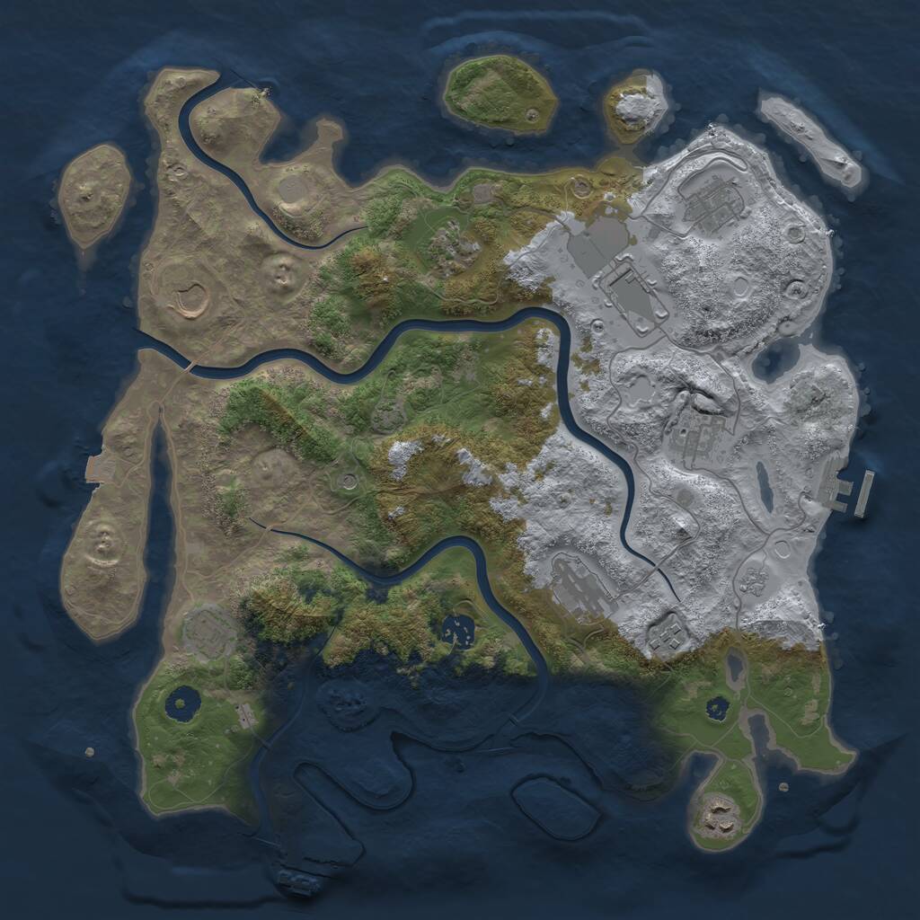 Rust Map: Procedural Map, Size: 3950, Seed: 741348736, 16 Monuments