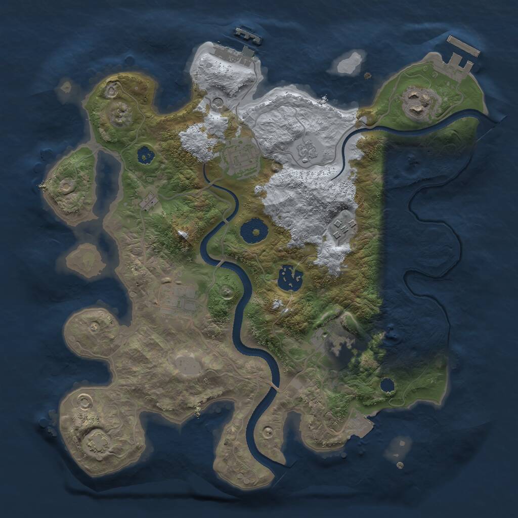 Rust Map: Procedural Map, Size: 3000, Seed: 34645530, 12 Monuments