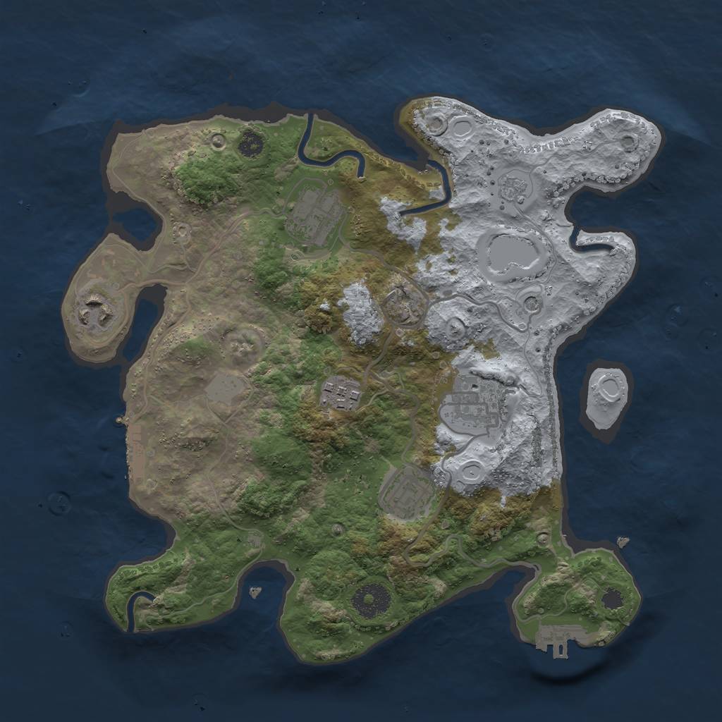 Rust Map: Procedural Map, Size: 3000, Seed: 39595761, 14 Monuments