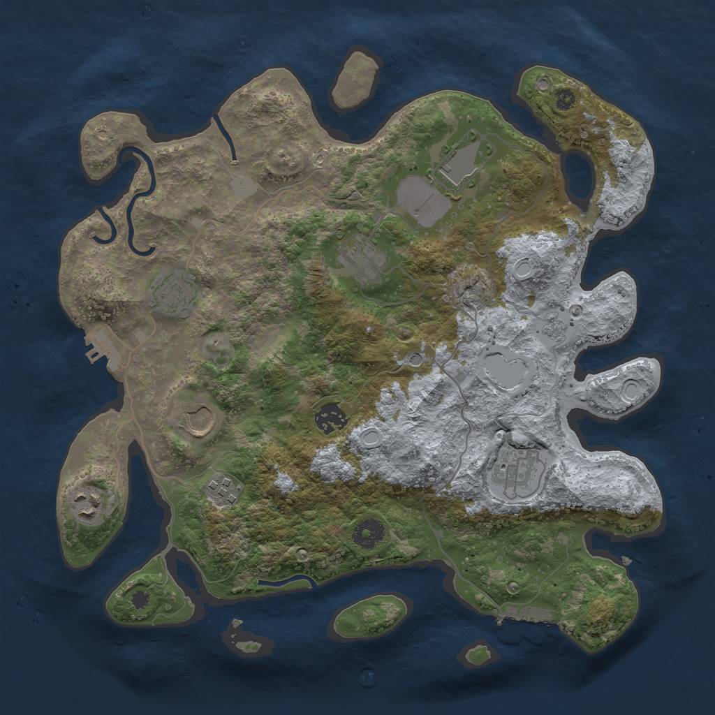 Rust Map: Procedural Map, Size: 3500, Seed: 1893012708, 17 Monuments