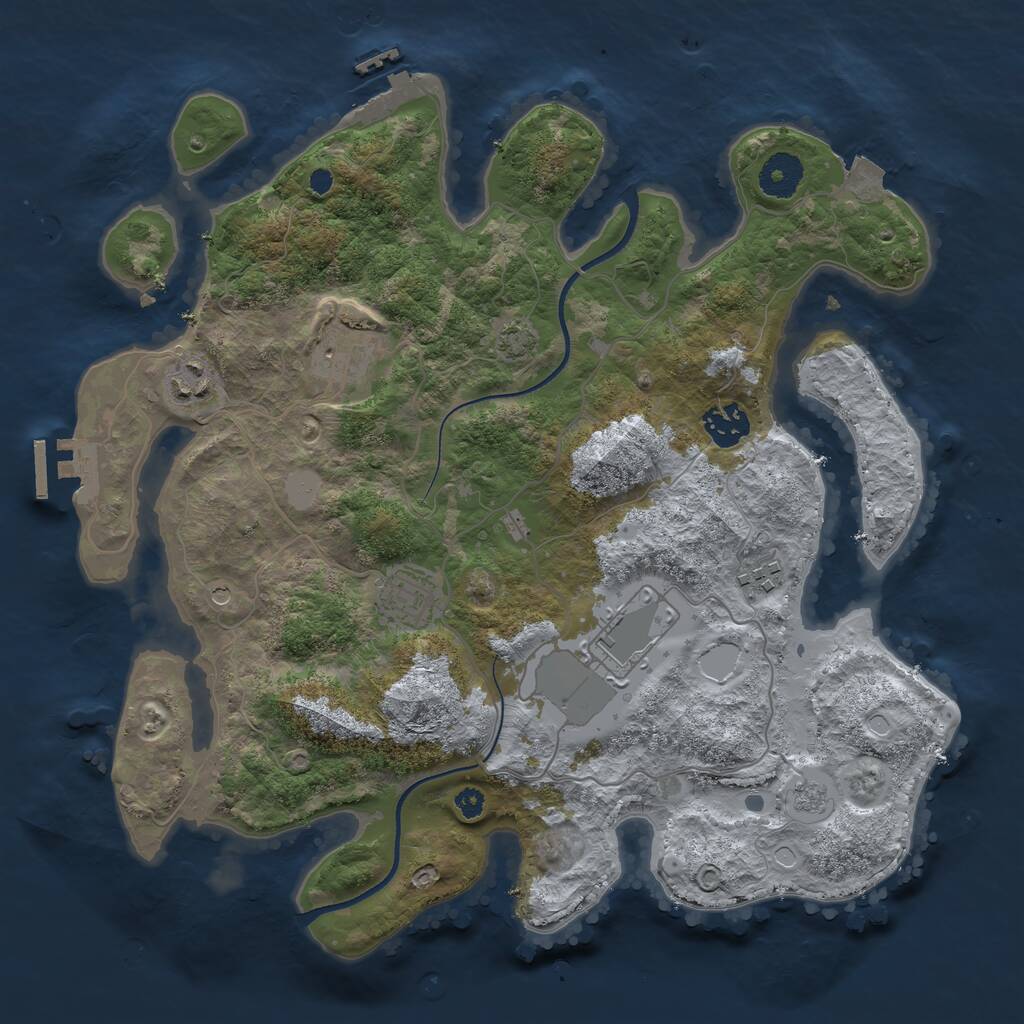 Rust Map: Procedural Map, Size: 3500, Seed: 410008671, 12 Monuments