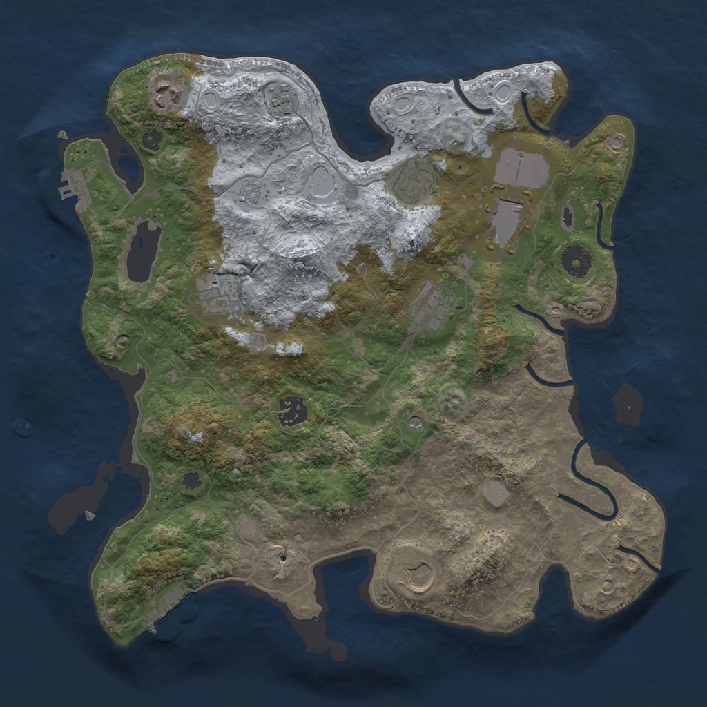 Rust Map: Procedural Map, Size: 3500, Seed: 857360725, 17 Monuments
