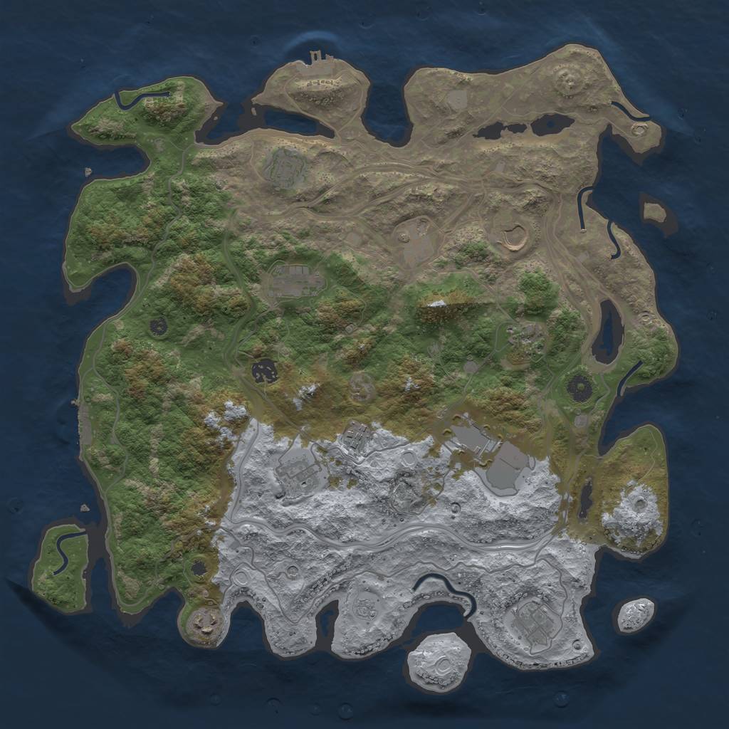 Rust Map: Procedural Map, Size: 4250, Seed: 1501826646, 20 Monuments