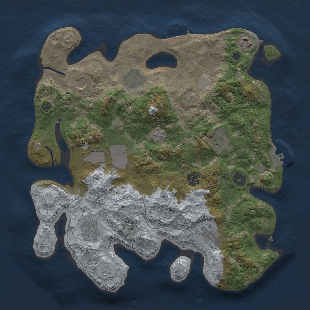 Rust Map: Procedural Map, Size: 3500, Seed: 987562, 18 Monuments