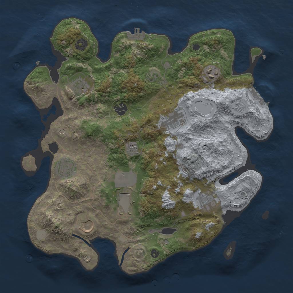 Rust Map: Procedural Map, Size: 3500, Seed: 2196994, 18 Monuments