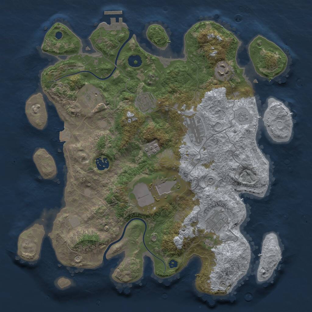 Rust Map: Procedural Map, Size: 3500, Seed: 449512869, 12 Monuments