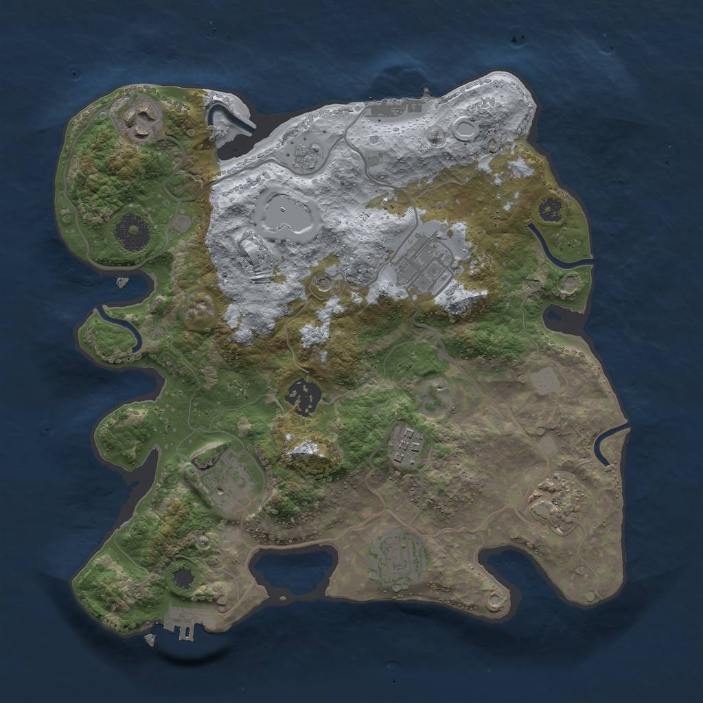Rust Map: Procedural Map, Size: 3000, Seed: 1813985580, 16 Monuments