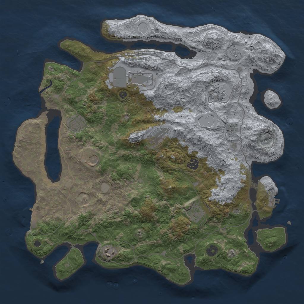Rust Map: Procedural Map, Size: 4000, Seed: 1992732073, 18 Monuments