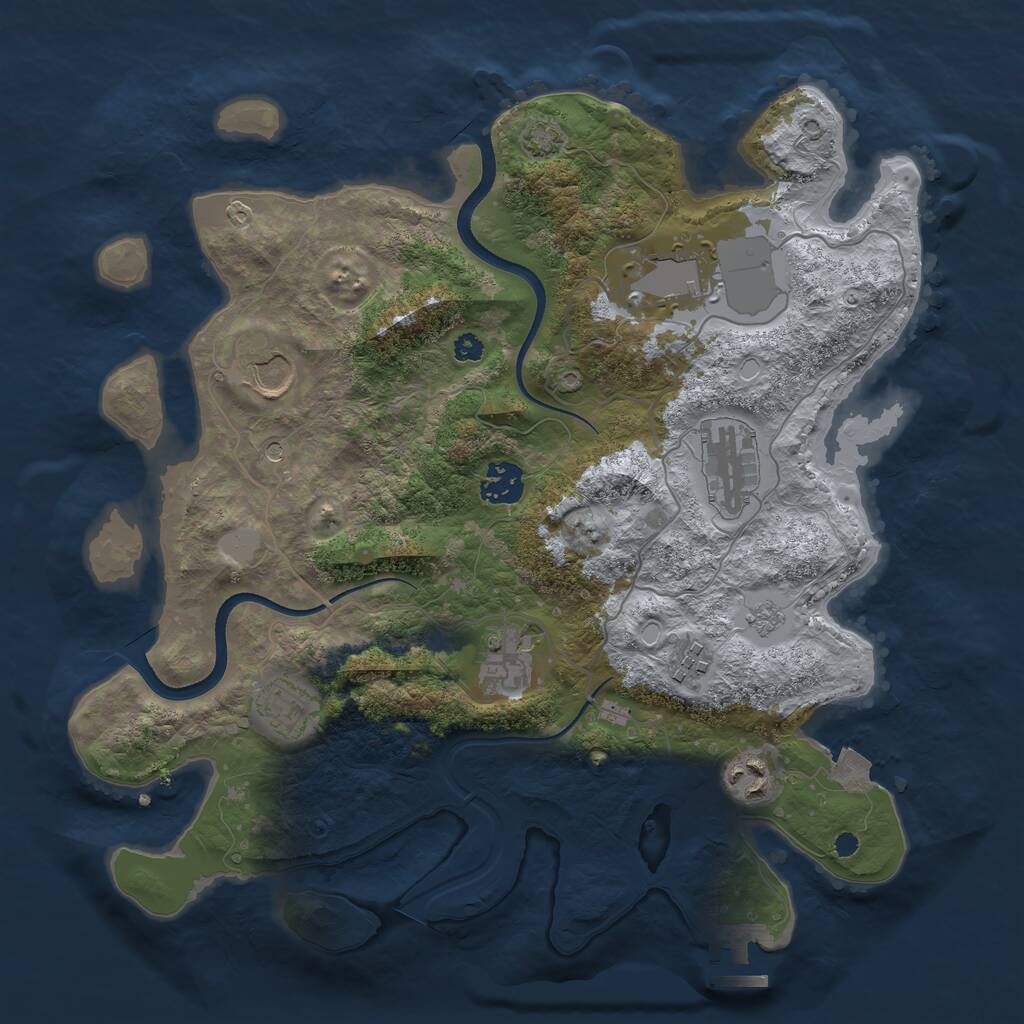 Rust Map: Procedural Map, Size: 3500, Seed: 1083167164, 13 Monuments