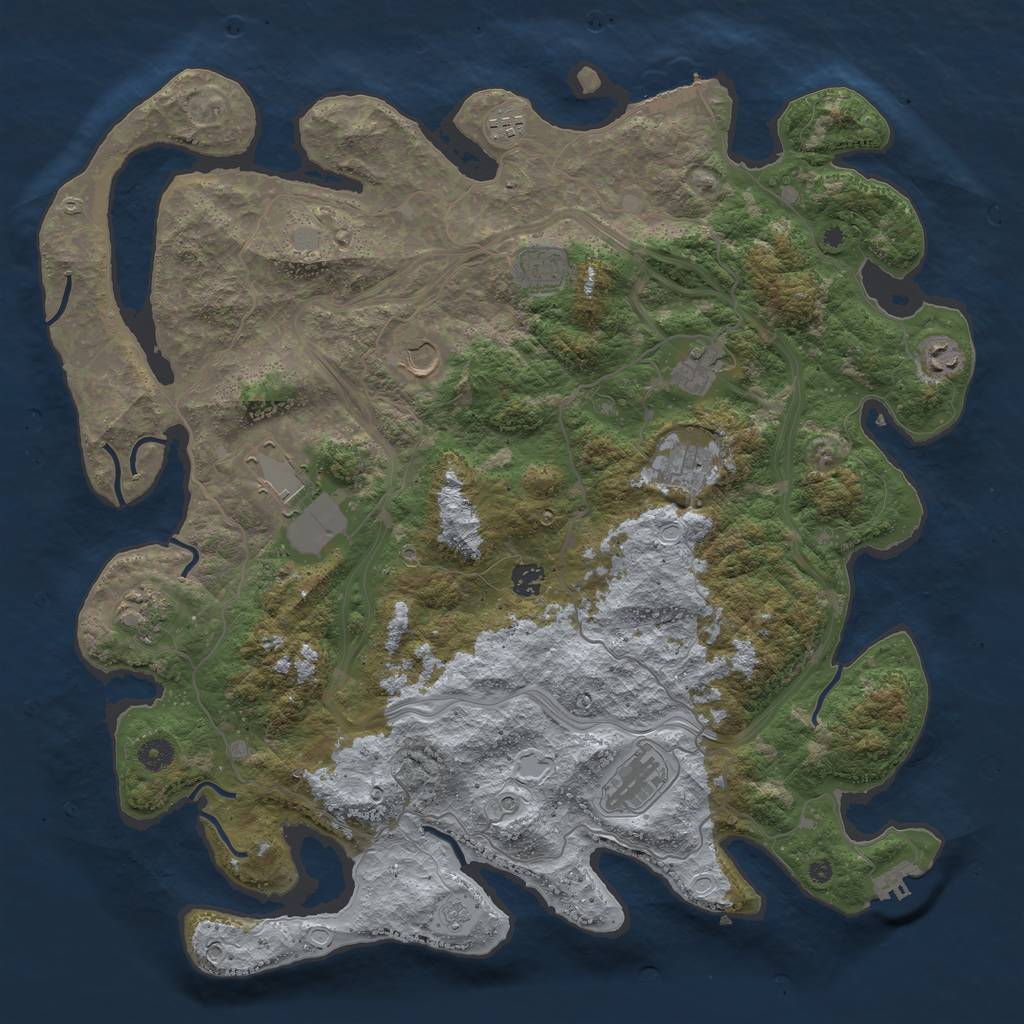 Rust Map: Procedural Map, Size: 4500, Seed: 1290196108, 19 Monuments