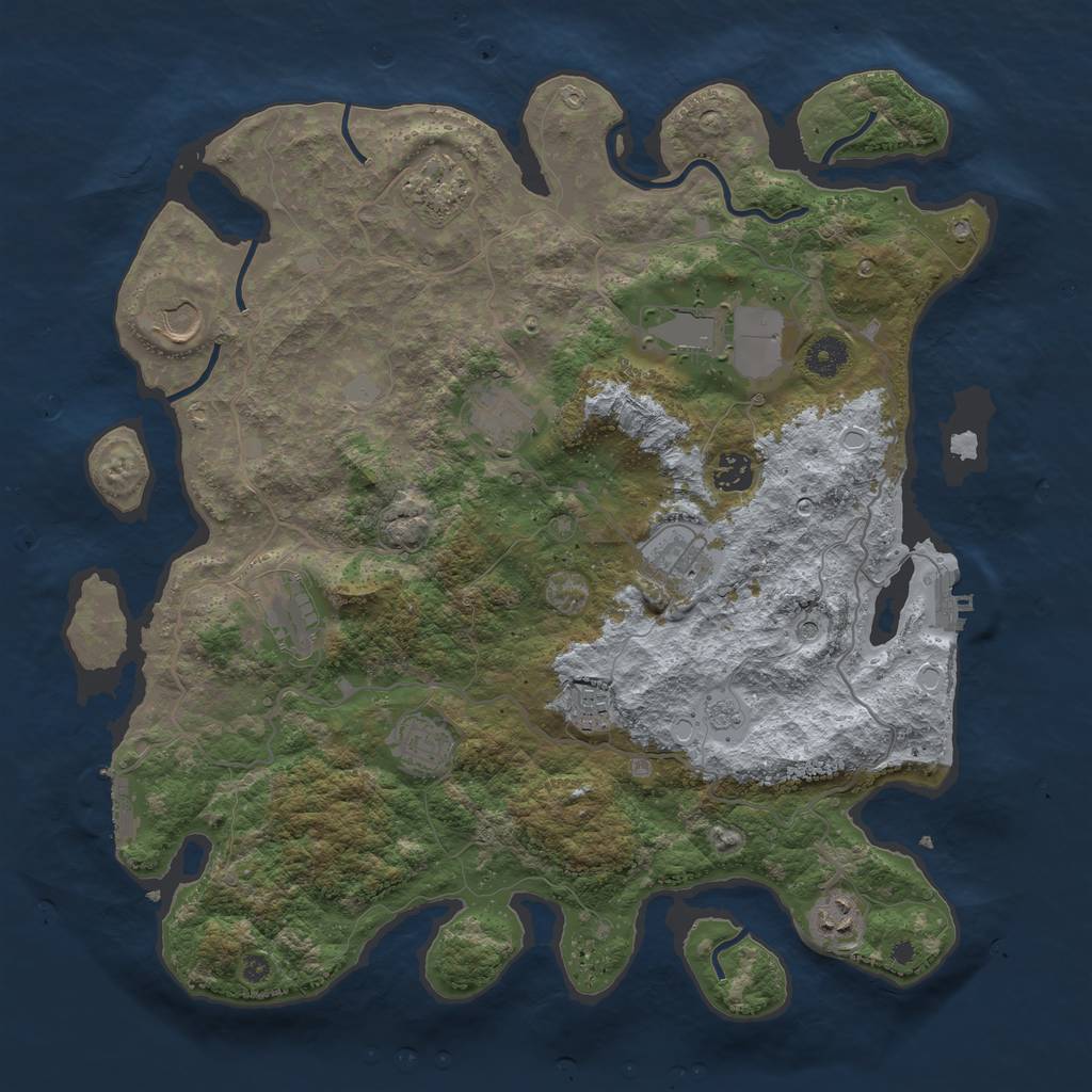 Rust Map: Procedural Map, Size: 4000, Seed: 1333671284, 19 Monuments