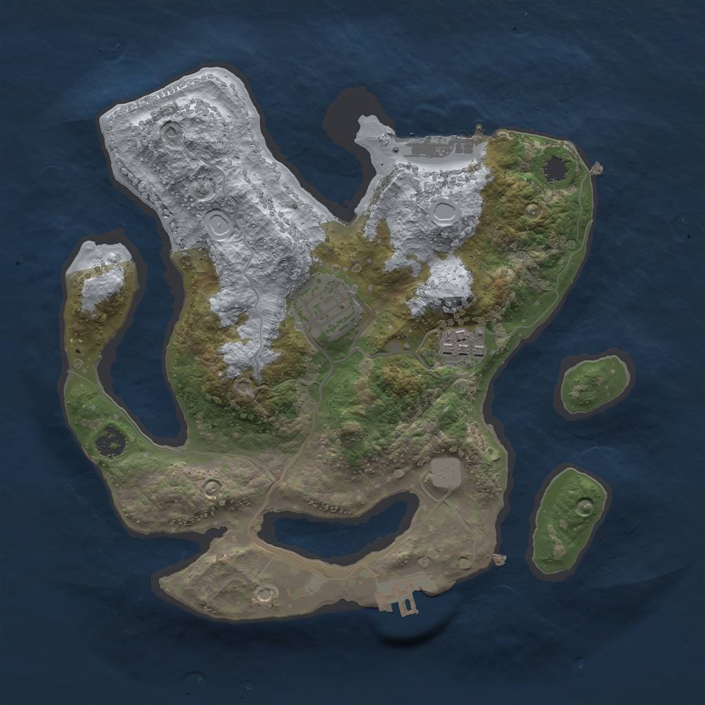Rust Map: Procedural Map, Size: 2500, Seed: 2013891320, 9 Monuments