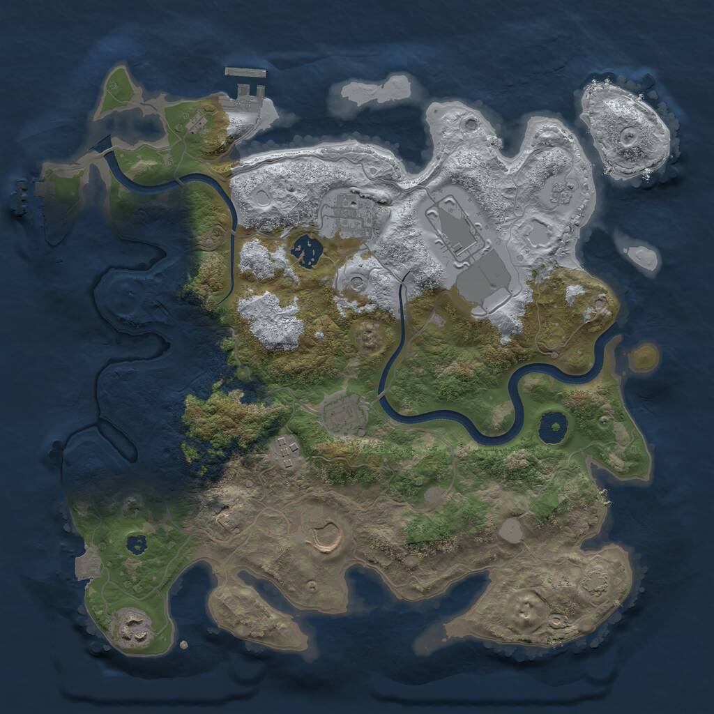 Rust Map: Procedural Map, Size: 3500, Seed: 1968349269, 13 Monuments
