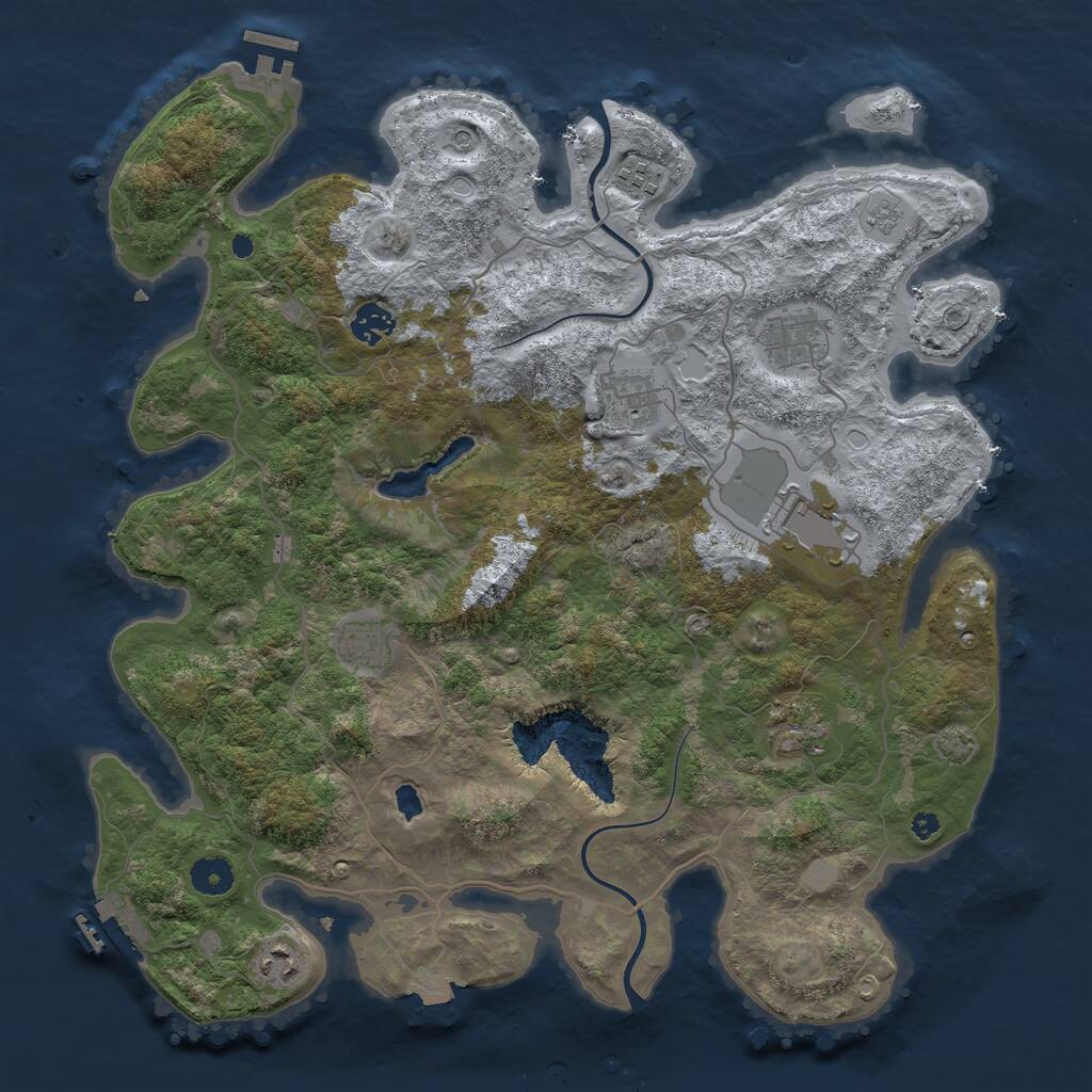 Rust Map: Procedural Map, Size: 4000, Seed: 1228093832, 14 Monuments