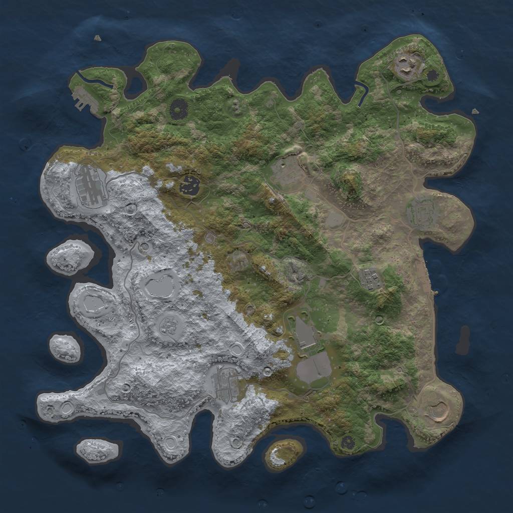 Rust Map: Procedural Map, Size: 3800, Seed: 404103542, 18 Monuments