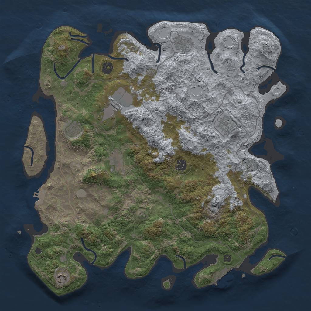 Rust Map: Procedural Map, Size: 4000, Seed: 233187, 17 Monuments