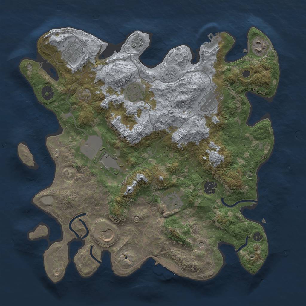 Rust Map: Procedural Map, Size: 3500, Seed: 23777, 18 Monuments