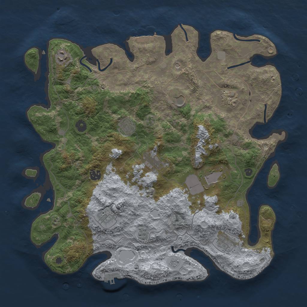 Rust Map: Procedural Map, Size: 4000, Seed: 717, 19 Monuments