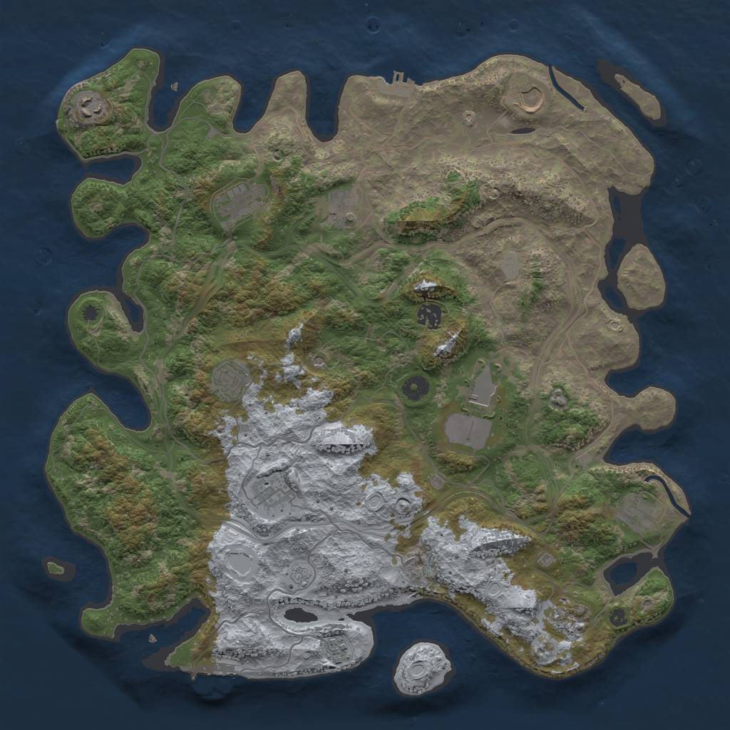 Rust Map: Procedural Map, Size: 4300, Seed: 1900387222, 20 Monuments