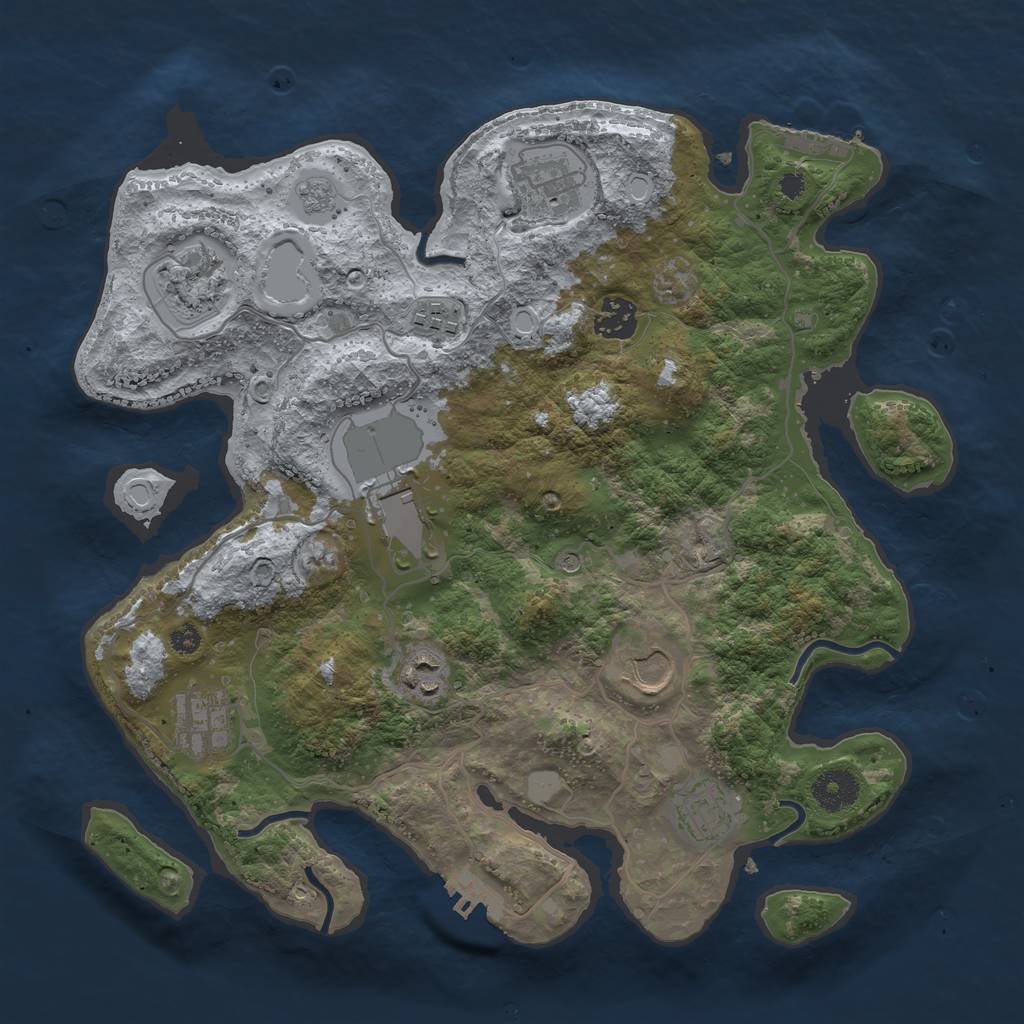 Rust Map: Procedural Map, Size: 3500, Seed: 798857688, 18 Monuments