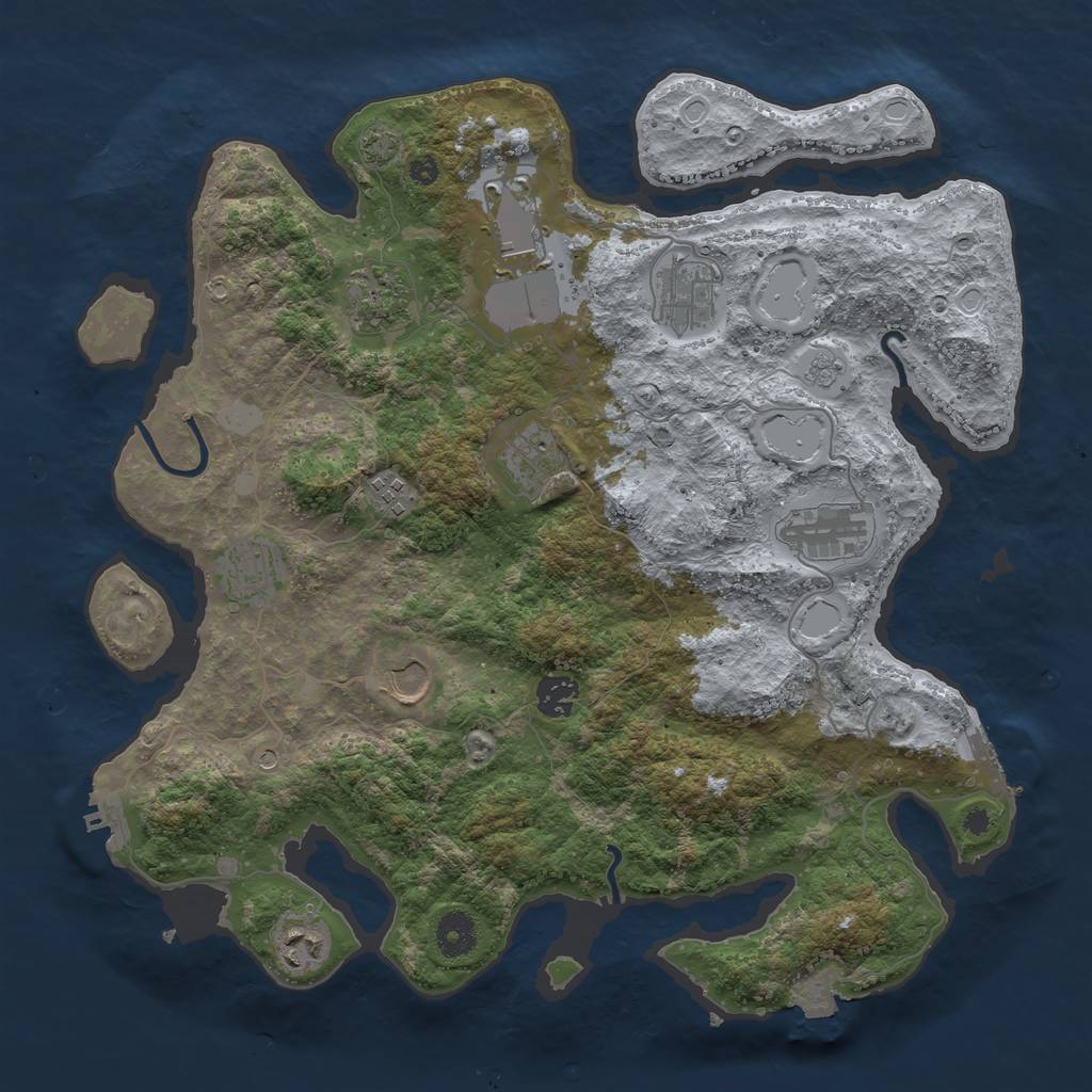 Rust Map: Procedural Map, Size: 3800, Seed: 803479754, 18 Monuments