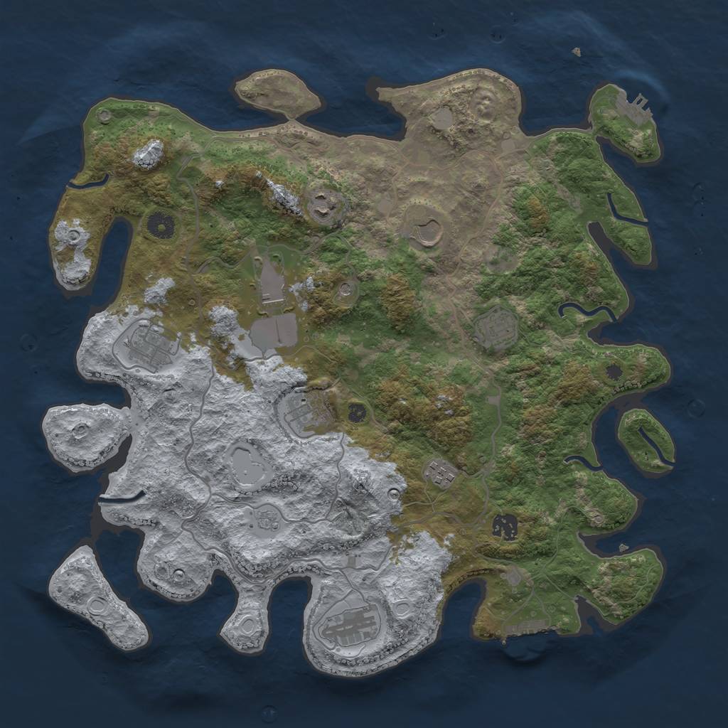 Rust Map: Procedural Map, Size: 4000, Seed: 6900, 18 Monuments