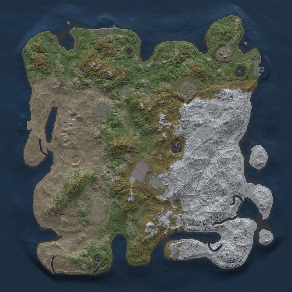 Rust Map: Procedural Map, Size: 4000, Seed: 9491061, 16 Monuments
