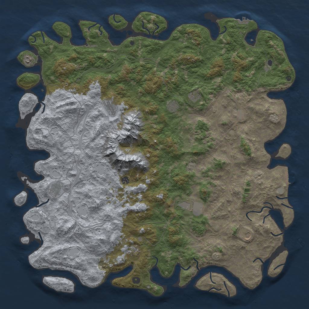 Rust Map: Procedural Map, Size: 6000, Seed: 998244853, 20 Monuments