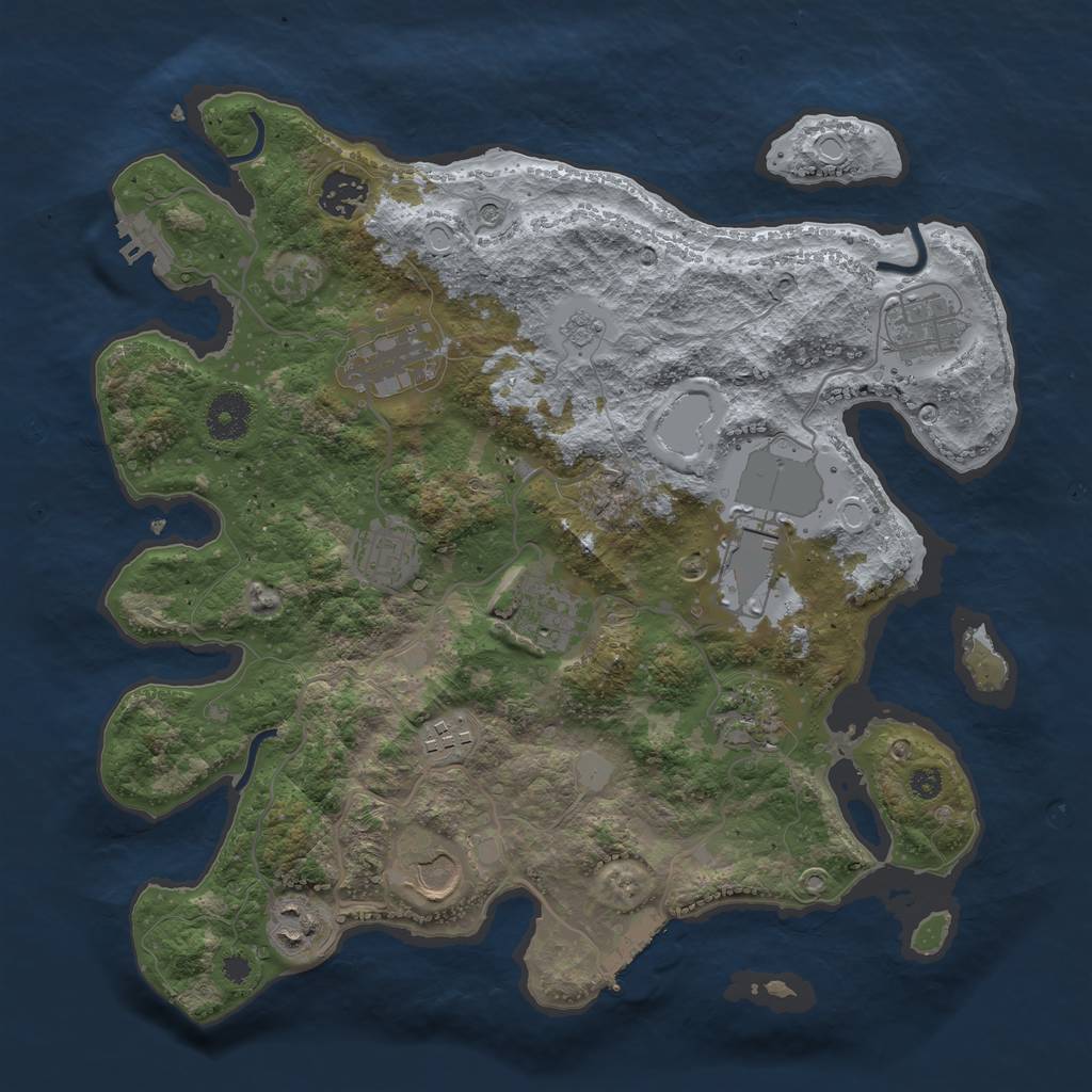 Rust Map: Procedural Map, Size: 3500, Seed: 409329, 19 Monuments