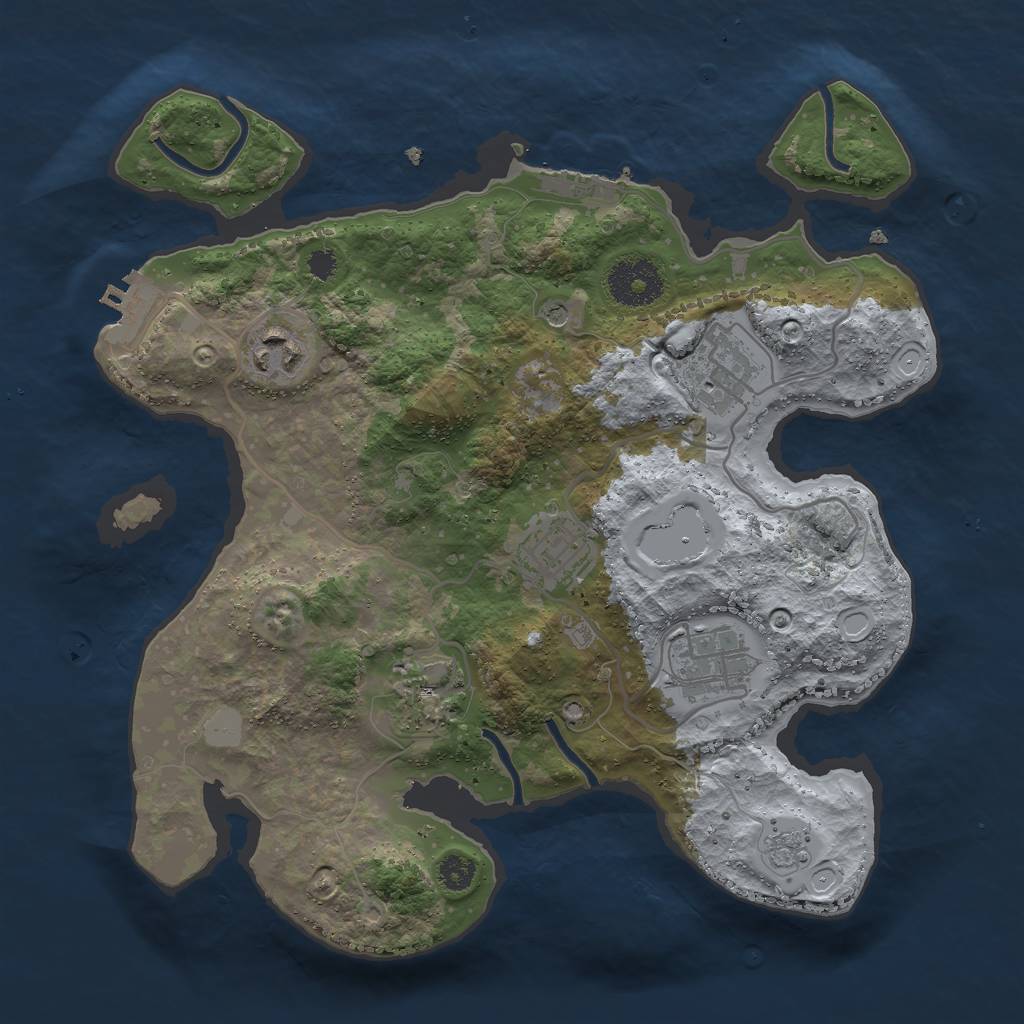 Rust Map: Procedural Map, Size: 3000, Seed: 24663, 14 Monuments