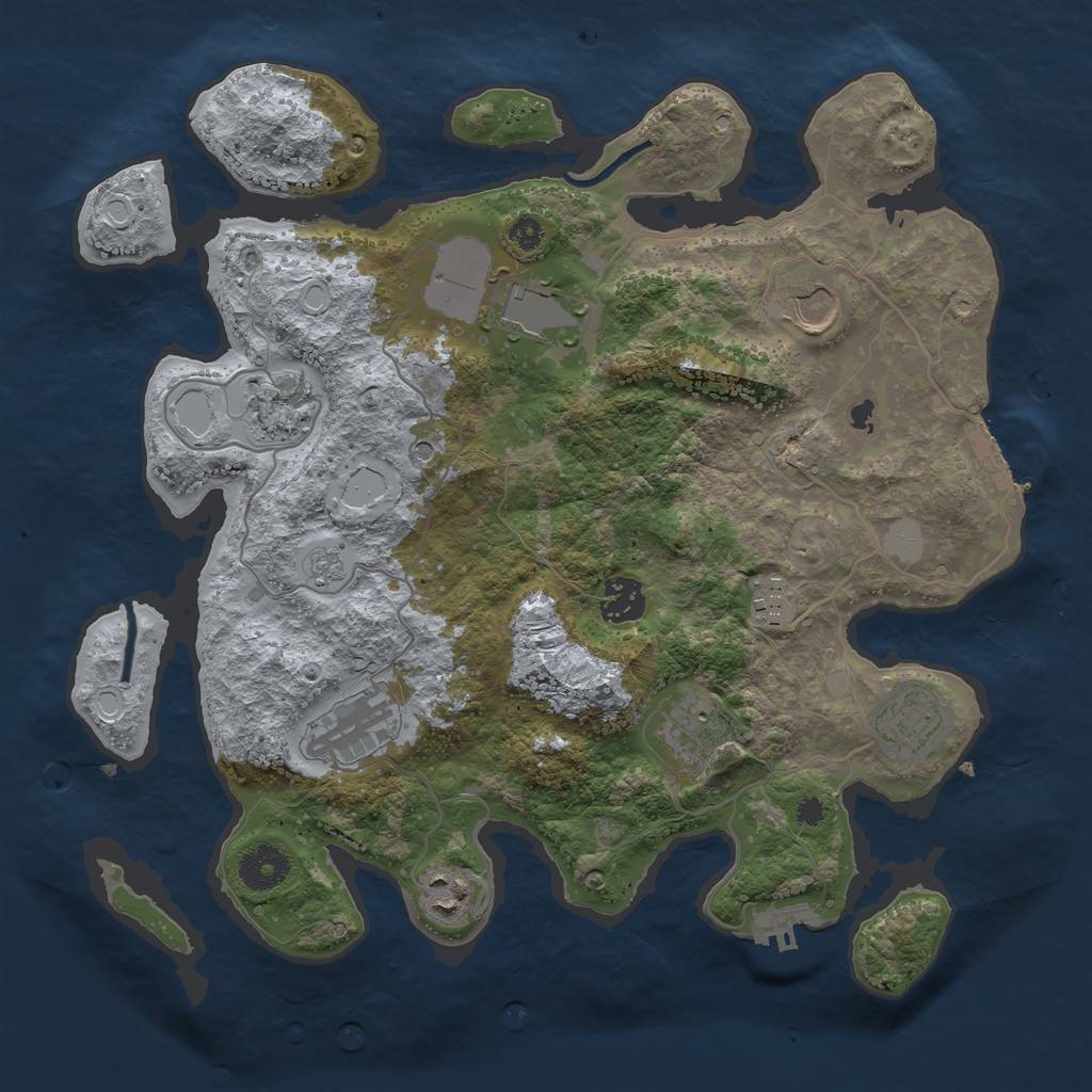 Rust Map: Procedural Map, Size: 3500, Seed: 1939425536, 18 Monuments