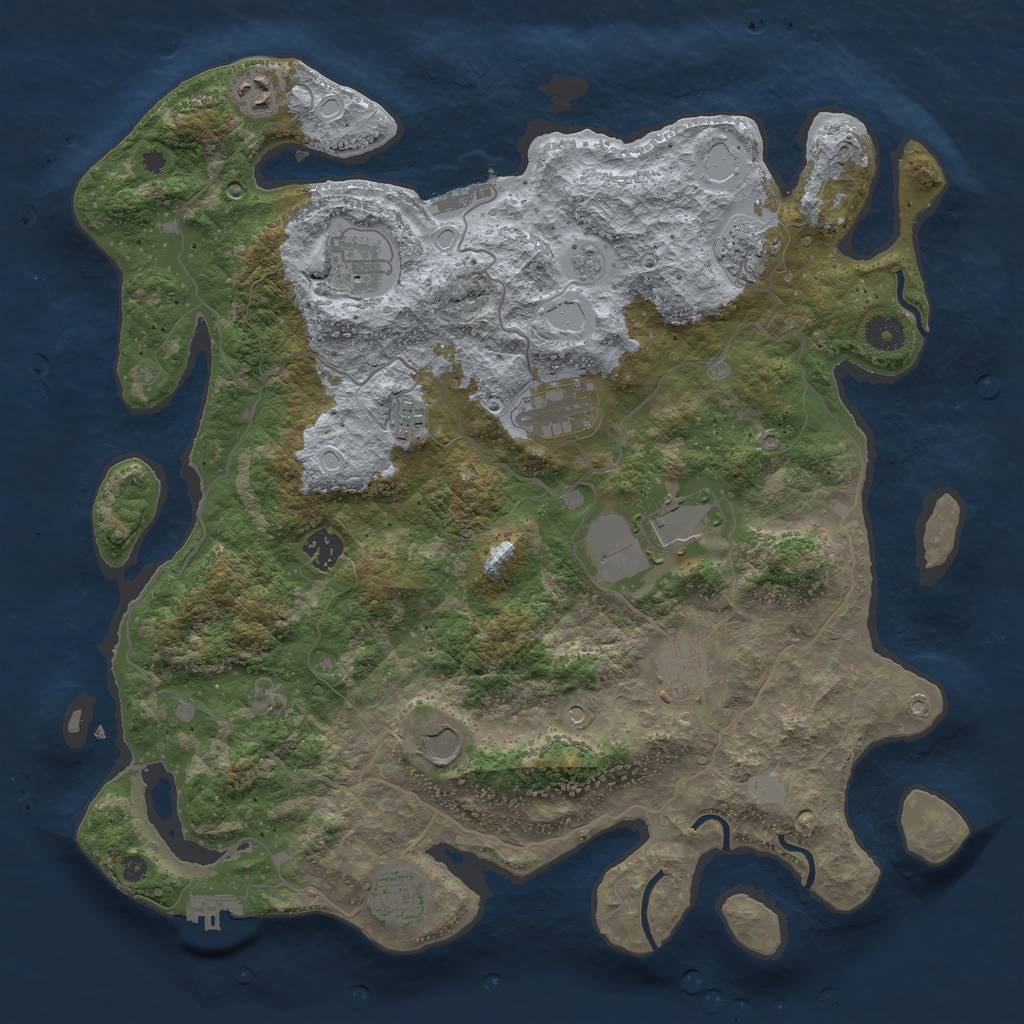 Rust Map: Procedural Map, Size: 4000, Seed: 21389, 19 Monuments