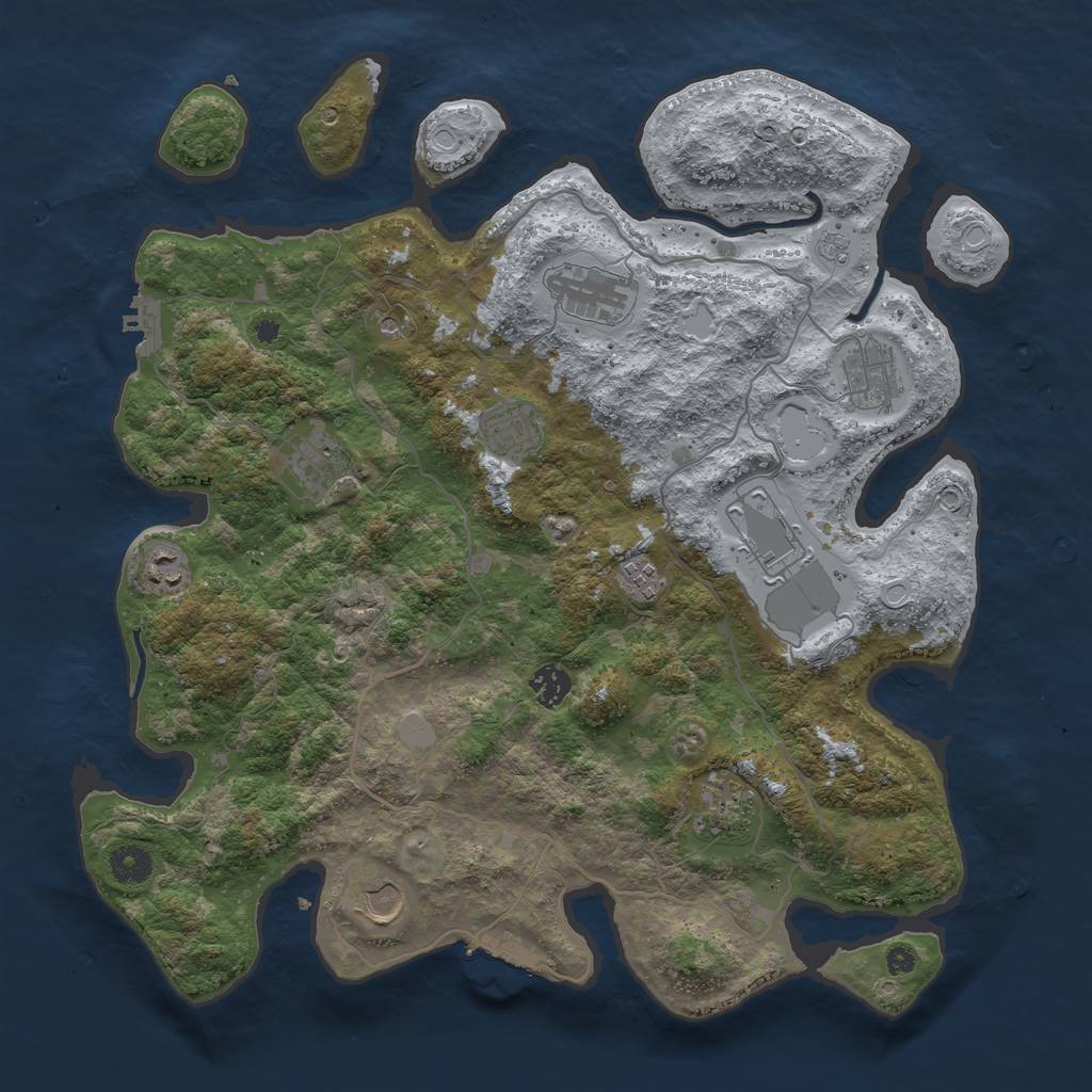 Rust Map: Procedural Map, Size: 4000, Seed: 133235, 19 Monuments