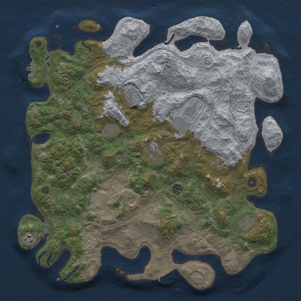 Rust Map: Procedural Map, Size: 4500, Seed: 666019652, 20 Monuments