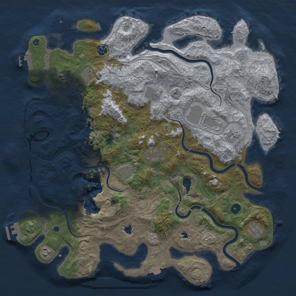 Rust Map: Procedural Map, Size: 4500, Seed: 666019652, 16 Monuments