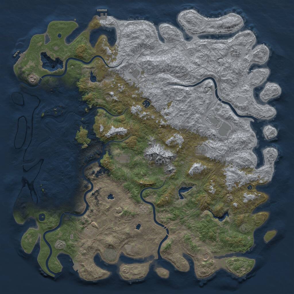 Rust Map: Procedural Map, Size: 6000, Seed: 415605, 17 Monuments