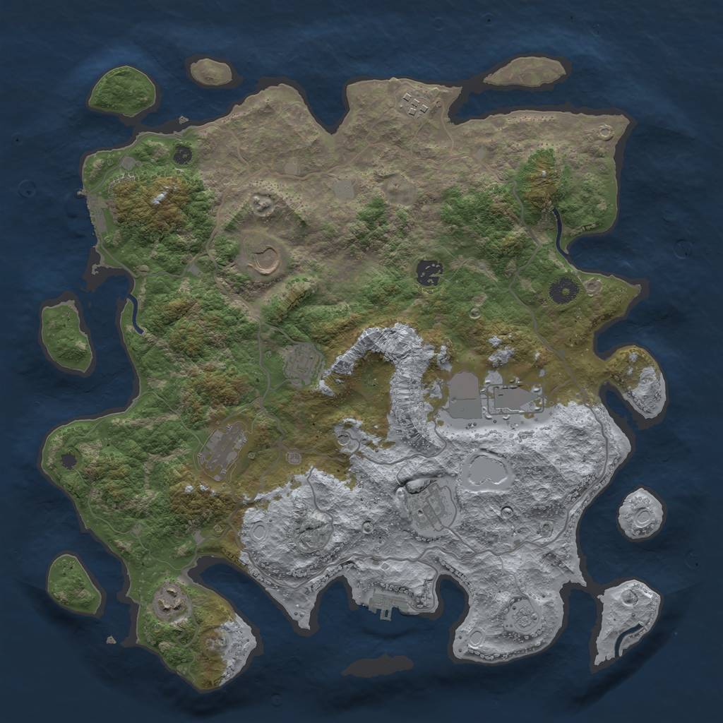 Rust Map: Procedural Map, Size: 4000, Seed: 880923969, 17 Monuments
