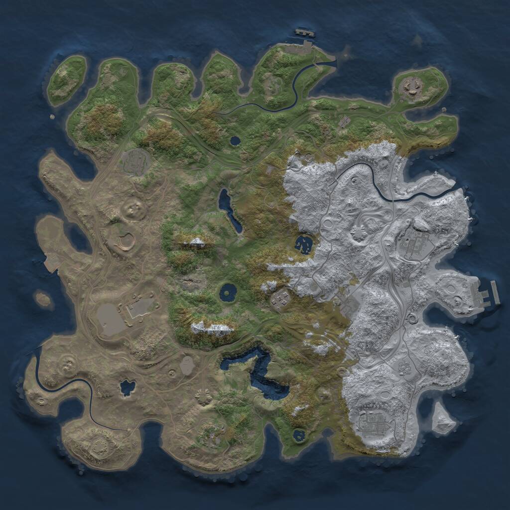 Rust Map: Procedural Map, Size: 4255, Seed: 60827, 16 Monuments