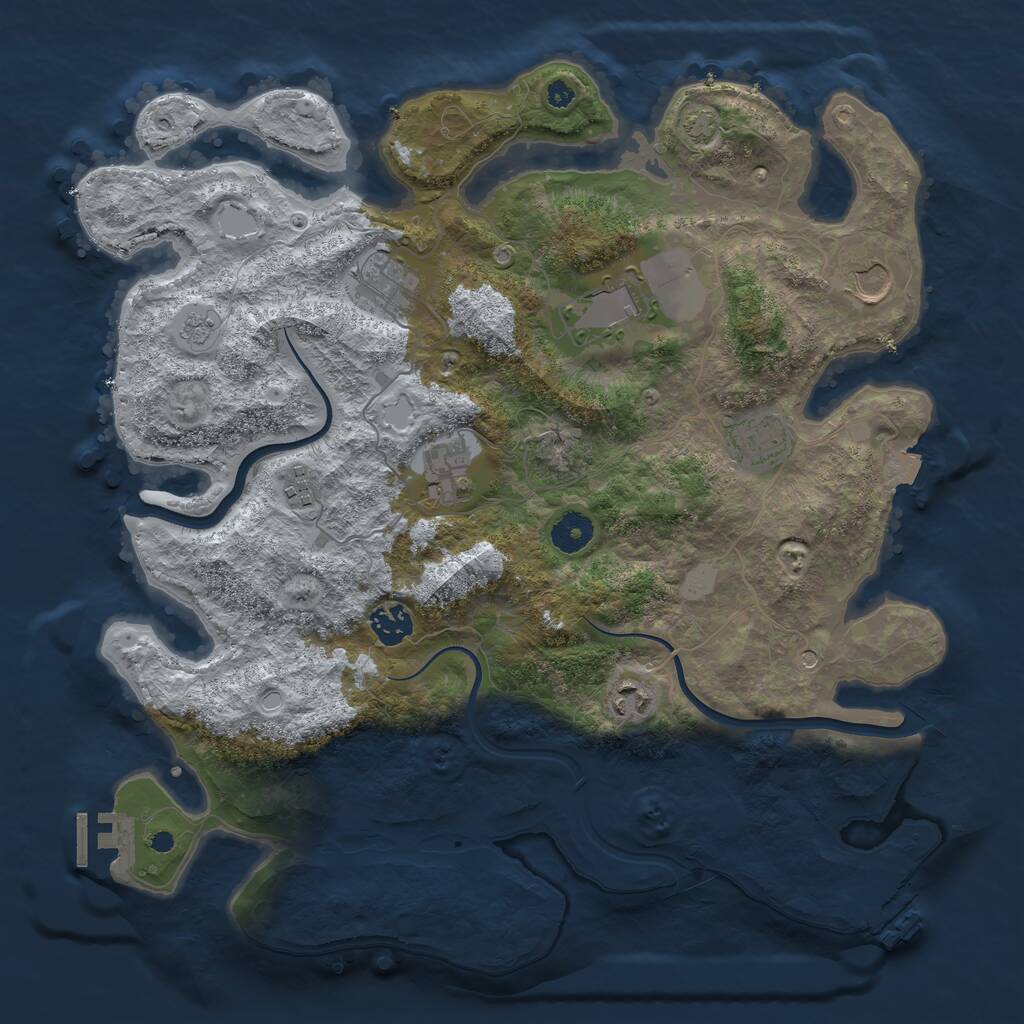 Rust Map: Procedural Map, Size: 3800, Seed: 54733569, 14 Monuments