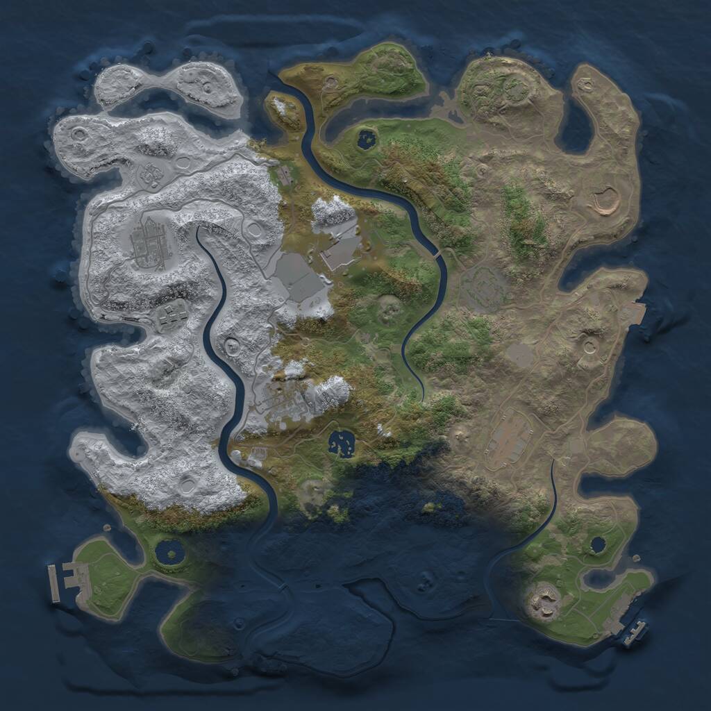 Rust Map: Procedural Map, Size: 3800, Seed: 54733569, 15 Monuments