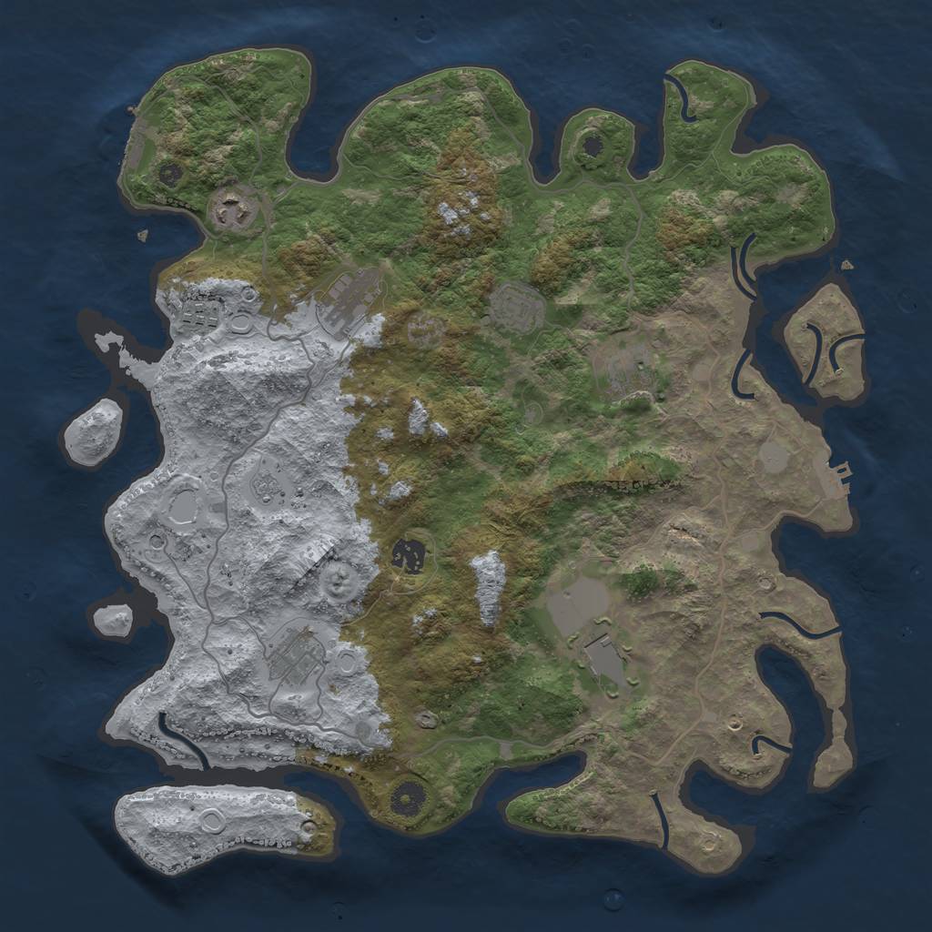 Rust Map: Procedural Map, Size: 4000, Seed: 998244853, 17 Monuments