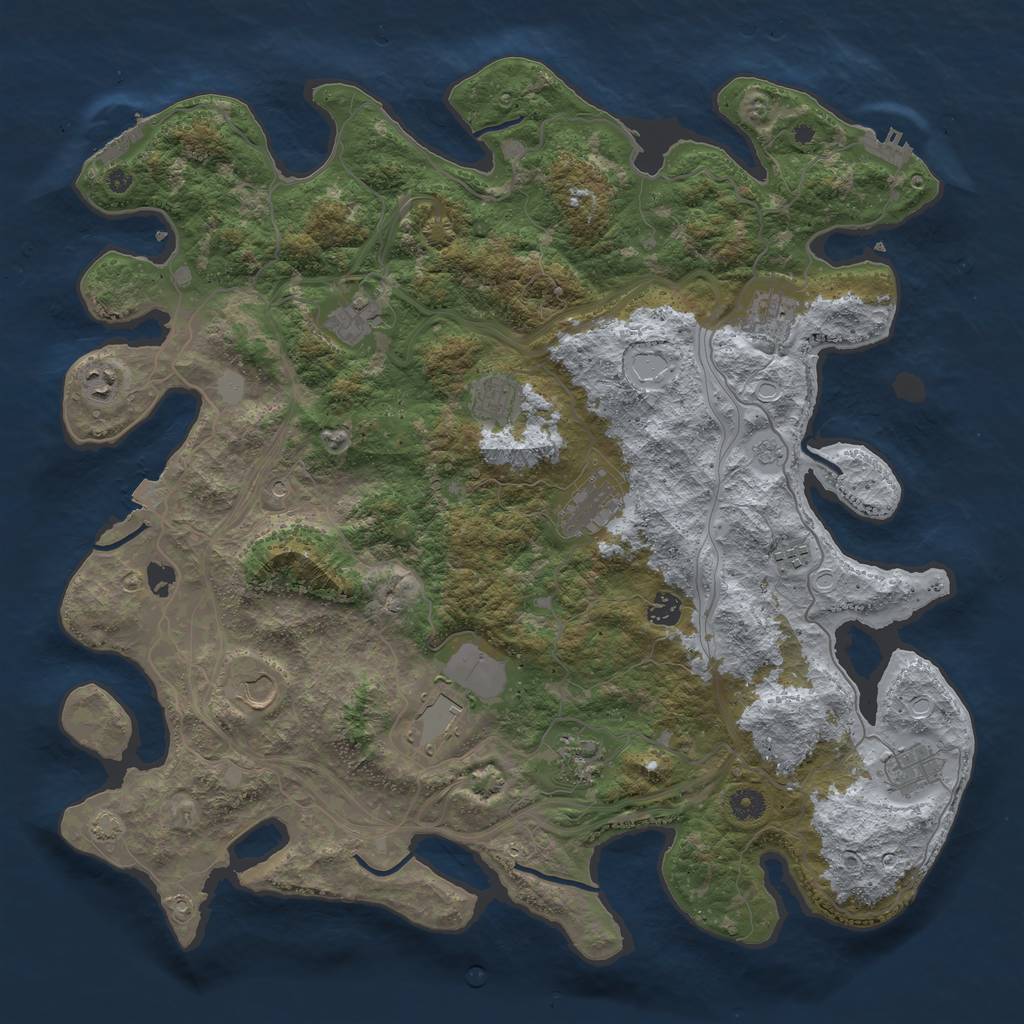 Rust Map: Procedural Map, Size: 4500, Seed: 2122355846, 19 Monuments